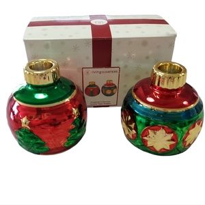 Vintage Living Quarters Ceramic Ornament Taper Candle Holder Set